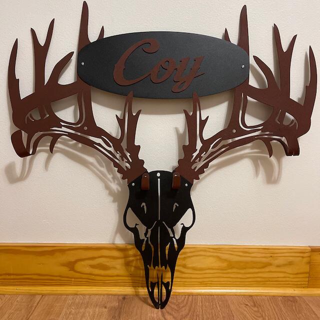 Personalized Metal Deer Skull Rack